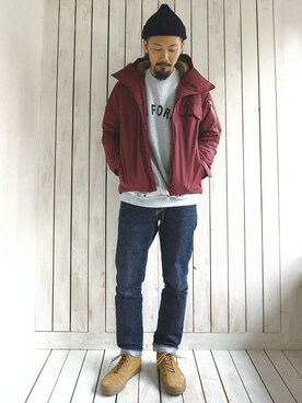 「dead stock」｜「アイテム（ジャケット/アウター）」を使った、KNOCK OUT TANAKAさん（メンズ・173cm）の冬コーディネート
