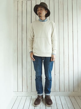 「sweatshirt」｜KNOCK OUT TANAKAさん（メンズ・173cm）の冬コーディネート