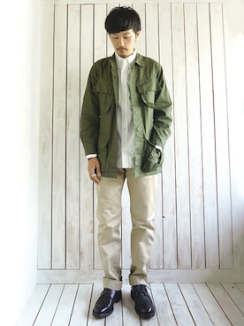 「dead stock」｜「アイテム（ジャケット/アウター）」を使った、KNOCK OUT TANAKAさん（メンズ・173cm）の夏コーディネート