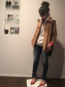 「Rodeo Crowns（ロデオクラウンズ）のアイテム（ピーコート）」を使った、かなのがさん（レディース・151cm）の冬コーディネート