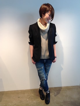 「DUL DE VERRE（ダルデベール）のアイテム（テーラードジャケット）」を使った、Yassanさん（レディース・166cm）の春コーディネート