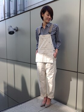 「Johnbull Private labo（ジョンブルプライベートラボ）のアイテム（サロペット/オーバーオール）」を使った、Yassanさん（レディース・166cm）の春コーディネート