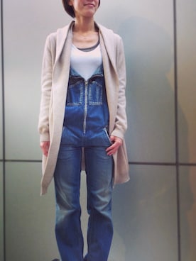 「Johnbull Private labo（ジョンブルプライベートラボ）のアイテム（サロペット/オーバーオール）」を使った、Yassanさん（レディース・166cm）の春コーディネート