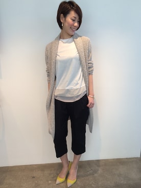 「アイテム（パンプス、イエロー系）」を使った、Yassanさん（レディース・166cm）の春コーディネート