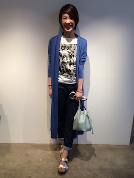 「アイテム（カーディガン/ボレロ）」を使った、Yassanさん（レディース・166cm）の春コーディネート