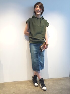 「Johnbull Private labo（ジョンブルプライベートラボ）のアイテム（スカート）」を使った、Yassanさん（レディース・166cm）の春コーディネート