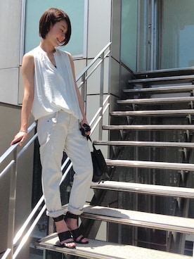 「アイテム（サンダル）」を使った、Yassanさん（レディース・166cm）の春コーディネート