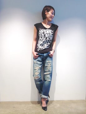 「BLACK SCORE（ブラックスコア）のアイテム」を使った、Yassanさん（レディース・166cm）の夏コーディネート