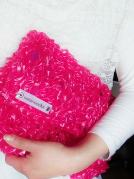 「soranocolor（ソラノカラー）の"raspberry jam" gummy candy clutch bag（クラッチバッグ、レッド系）」を使った、reeさん（レディース・158cm）の春コーディネート