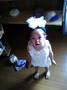 「アイテム（ニットキャップ/ビーニー）」を使った、reeさん（キッズ・80cm）の春コーディネート