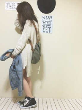 「Ungrid（アングリッド）の 【Casual】ｳﾞｨﾝﾃｰｼﾞGｼﾞｬﾝ （デニムジャケット）」を使った、momo♡さん（レディース・156cm）の春コーディネート