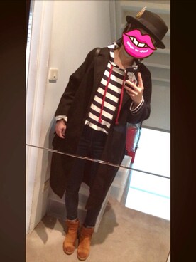 「NOのアイテム（帽子）」を使った、acoさん（レディース・158cm）の冬コーディネート