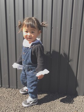 「FITH（フィス）のアイテム（サロペット/オーバーオール）」を使った、K❤︎smile.・☺︎さん（キッズ・80cm）の春コーディネート