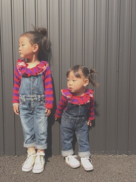 「FITH（フィス）のアイテム（サロペット/オーバーオール）」を使った、K❤︎smile.・☺︎さん（キッズ・100cm）の春コーディネート