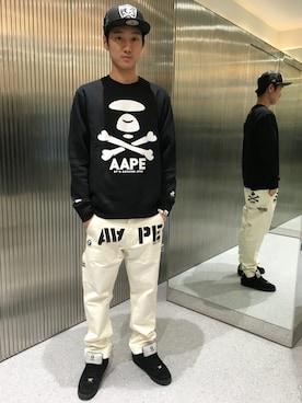 「CREWNECK」｜吉田隼太郎さん（メンズ・179cm）の冬コーディネート