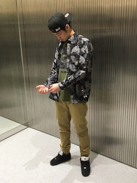 「AAPE BY A BATHING APE（エーエイプバイアベイシングエイプ）のアイテム（帽子）」を使った、吉田隼太郎さん（メンズ・179cm）の春コーディネート