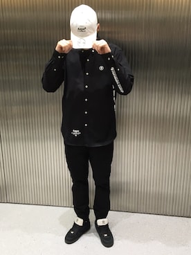 「AAPE BY A BATHING APE（エーエイプバイアベイシングエイプ）のアイテム（帽子）」を使った、吉田隼太郎さん（メンズ・180cm）の春コーディネート