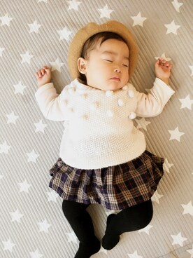 「FITH（フィス）のアイテム（ベスト）」を使った、chinaさん（キッズ・70cm）の冬コーディネート