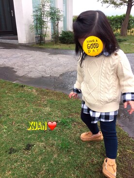 「babygap」｜「アイテム（モカシン/デッキシューズ）」を使った、xuanxuan🐏さん（キッズ・80cm）の冬コーディネート