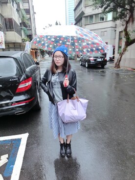 「skirt」｜「アイテム（ライダースジャケット）」を使った、Lubyさん（レディース・157cm）の秋コーディネート