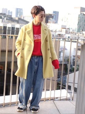 「DRIES VAN NOTEN（ドリスヴァンノッテン）のアイテム（ダウンジャケット/コート）」を使った、湊 優真さん（メンズ・171cm）の春コーディネート