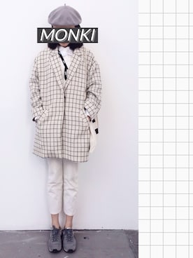 「MONKI（モンキ）のアイテム（ダウンジャケット/コート）」を使った、Mさん（レディース・158cm）の秋コーディネート