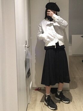 「sneakers」｜「アイテム（ハンチング/ベレー帽）」を使った、Mさん（レディース・158cm）の冬コーディネート