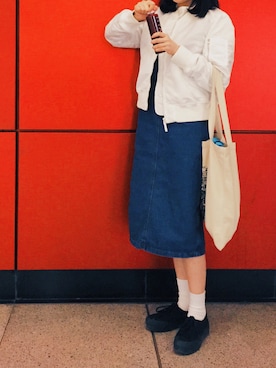 「red」｜「アイテム（サロペット/オーバーオール）」を使った、Mさん（レディース・158cm）の冬コーディネート