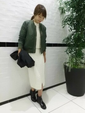 「アパートバイローリーズ」｜「アイテム（MA-1）」を使った、nanaさん（レディース・164cm）の秋コーディネート