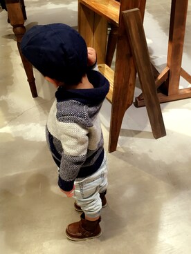 「ZARA KIDSのアイテム（ハンチング/ベレー帽）」を使った、KOHAKUさん（キッズ・90cm）の春コーディネート