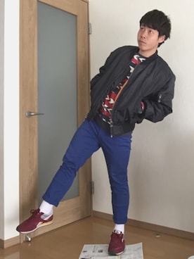 「H&M DIVIDED（エイチアンドエム　ディヴァイデッド）のアイテム（ブルゾン）」を使った、たーかーさん（メンズ・166cm）の冬コーディネート