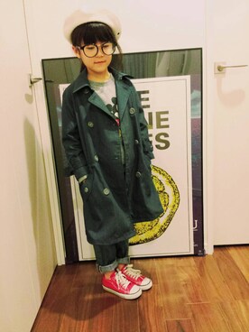 「おんなのこコーデ」｜「アイテム（トレンチコート）」を使った、momoyamaxさん（キッズ・120cm）の冬コーディネート