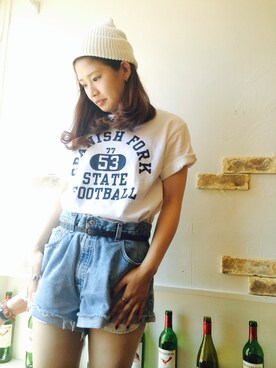 「ジャパンブルー」｜「アイテム（アクセサリー）」を使った、3じ10ぷん前さん（レディース・162cm）の夏コーディネート