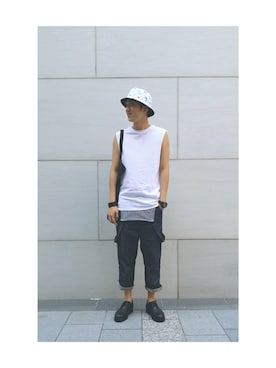 「TOPMAN（トップマン）のアイテム（ベスト）」を使った、Ansonさん（メンズ・183cm）の夏コーディネート