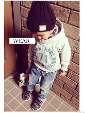 「スウェット×シャツ」｜yuraさん（キッズ・100cm）の冬コーディネート