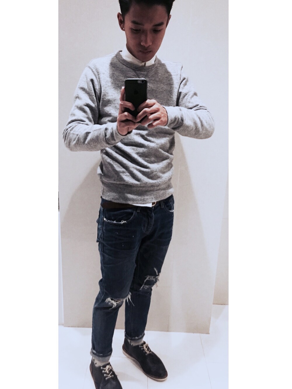 「hkboy、HARE」｜「HAREのアイテム（シャツ/ブラウス、ホワイト系）」を使った、xxćhøüćhūńk!tさん（メンズ・174cm）の秋コーディネートの1枚目の写真