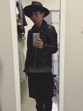 「ラッドミュージシャン」｜「アイテム（ライダースジャケット）」を使った、Tomo SOMAさん（メンズ・170cm）の冬コーディネート