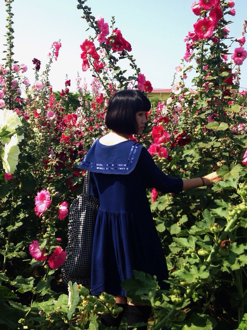 「dress、sailor、navyblue、ma chérie chérie 2F」｜「THE WHITE PEPPERのSleeve Sailor Dress Navy（ワンピース、ブルー系）」を使った、ucさん（レディース・163cm）の春コーディネートの1枚目の写真