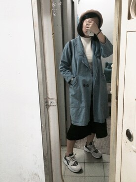 「school」｜「アイテム（ハンチング/ベレー帽）」を使った、bbさん（レディース・162cm）の冬コーディネート
