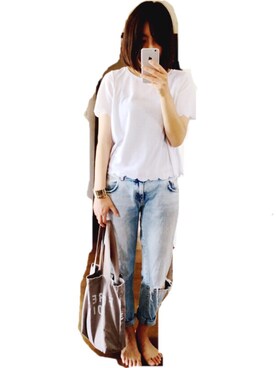 「LAGUNAMOON（ラグナムーン）のアイテム（バングル/リストバンド）」を使った、Sakuさん（レディース・163cm）の春コーディネート