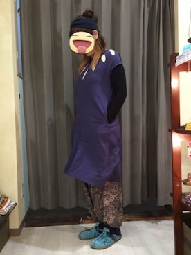 「no brand（ノーブランド）のアイテム（ワンピース、ブルー系）」を使った、ねこ ぱんちさん（レディース・160cm）の春コーディネート