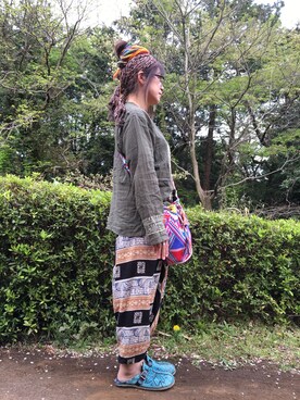 「ALL THAI MADEのアイテム（トップス、その他）」を使った、ねこ ぱんちさん（レディース・160cm）の春コーディネート