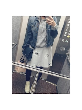 「MERCURYDUO（マーキュリーデュオ）のアイテム（パーカー）」を使った、____ichi____さん（レディース・160cm）の春コーディネート