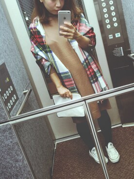 「FRAY I.D（フレイアイディー）のアイテム（クラッチバッグ）」を使った、____ichi____さん（レディース・160cm）の秋コーディネート