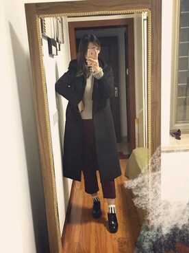 「initial（イニシャル）のアイテム（ダッフルコート）」を使った、魂欧巴さん（レディース・170cm）の冬コーディネート