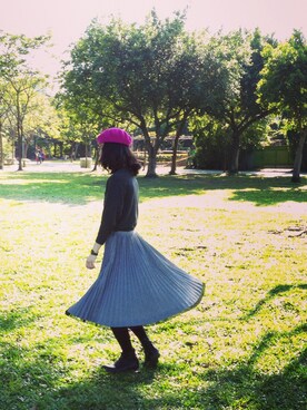 「skirt」｜「アイテム（ハンチング/ベレー帽）」を使った、Jeanさん（レディース・164cm）の秋コーディネート