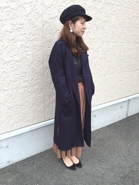 「Chez toi（シェトワ）のアイテム（ステンカラーコート）」を使った、megumiさん（レディース・159cm）の秋コーディネート