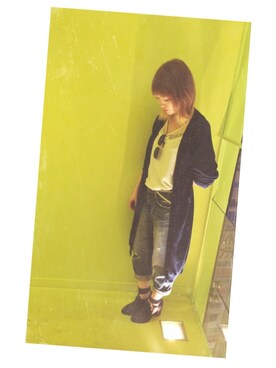 「アイテム（ブーティ）」を使った、土田明莉さん（レディース・153cm・10代）の秋コーディネート