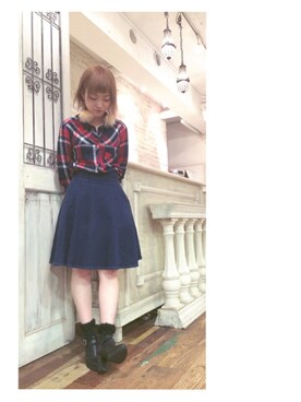 「アイテム（ブーティ）」を使った、土田明莉さん（レディース・153cm・10代）の秋コーディネート
