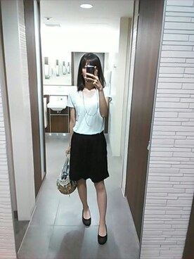 「earth music&ecology（アースミュージックアンドエコロジー）のアイテム（バレエシューズ、ブラック系）」を使った、yuukiさん（レディース・170cm）の夏コーディネート